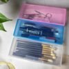 CHSZCHOMER 6-Pack Nail Storage Organizer with Breathable Lid, 7.5" x 3" x 1.5" Pink Blue Clear Plastic Box Case, Small Nail Tool Organizer Case for Nail Files, Makeup Brushes, Combs, Press on Nails