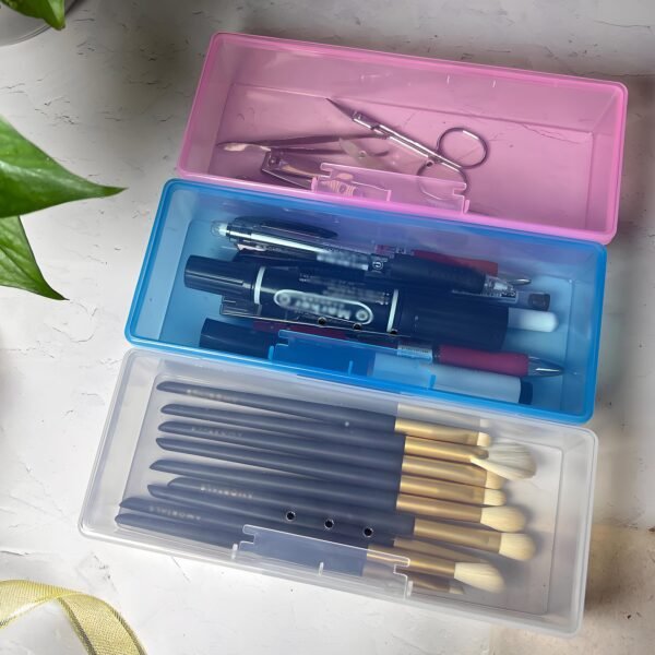 CHSZCHOMER 6-Pack Nail Storage Organizer with Breathable Lid, 7.5" x 3" x 1.5" Pink Blue Clear Plastic Box Case, Small Nail Tool Organizer Case for Nail Files, Makeup Brushes, Combs, Press on Nails