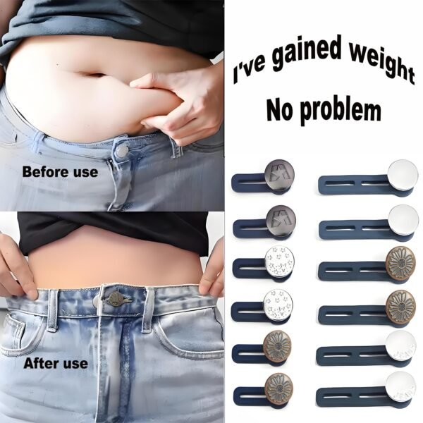 12 Pcs Quality Button Extenders for Jeans - Easy to Use Pants Waist Adjuster waist button extender- Adds 1 to 1.8 Inch Extra Space for Comfort ,Comes with Box