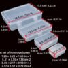 CHSZCHOMER 9 Pack Clear Plastic Storage Boxes with Snap-Lock Lids, Assorted Sizes Mini Organizer Containers with Bonus Marking Labels for DIY Crafts, Beads,Charms,Stickers, SMT Components,Hardware