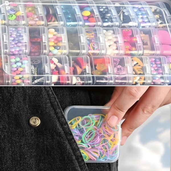 CHSZCHOMER Clear Plastic Organizer Box 18 Pack-Multi Sized Containers with Lids for Beads,Crafts,Small Items,Stackable,Clear Storage Solution Home and Office Organization,Craft Supply,Bead Storage